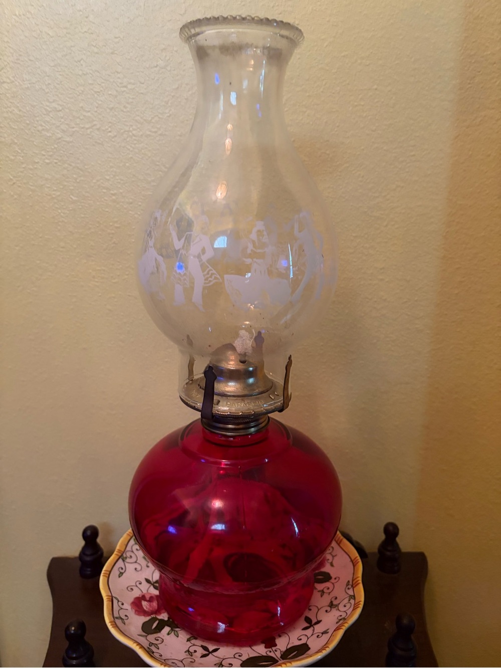 Vintage Candy Apple Red Oil Lamp